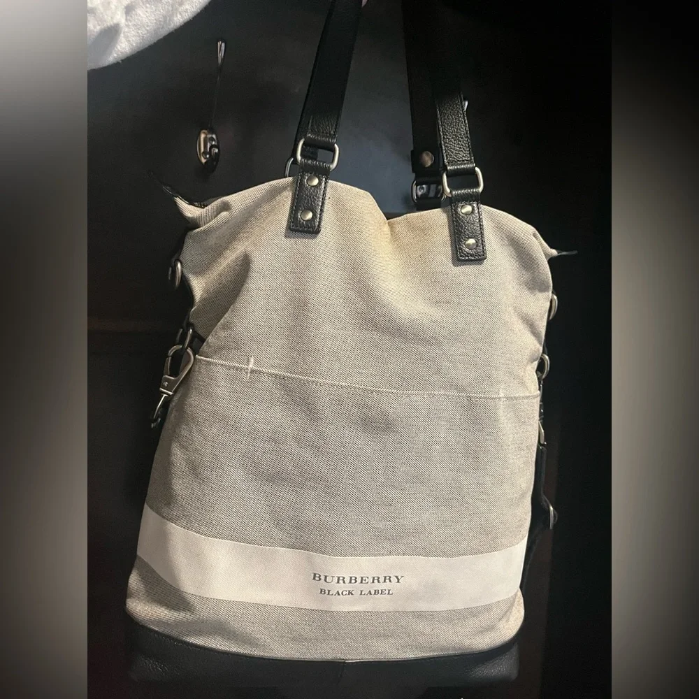 Burberry Black Label Men's Gray and Black Messenger Bag